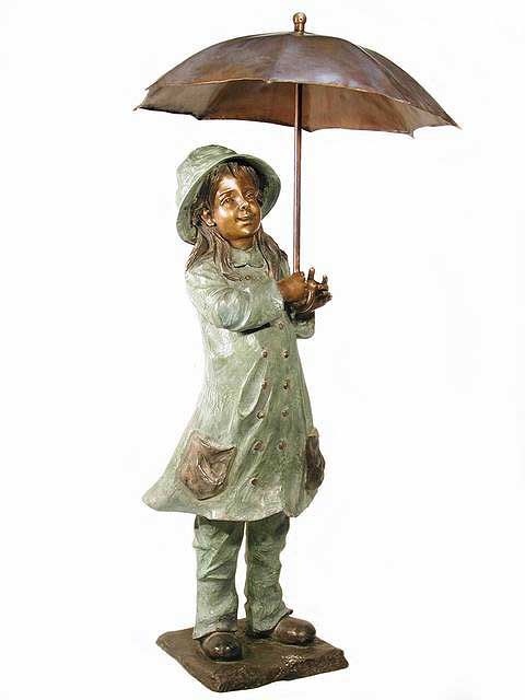 Bronze Fountain - Girl With Umbrella Fountain